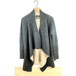 Zara Knit Cardigan Medium Open Front‎ Gray Drape Two Tone
